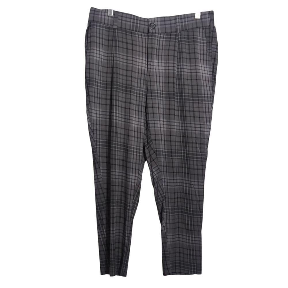 Torrid Relaxed Taper Stretch Challis High-Rise Pant Plaid Grey Size 10